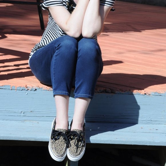 Sperry Leopard Biscayne Patent Leather Top Sider Boat Shoe Tan Black 10 - Picture 13 of 13